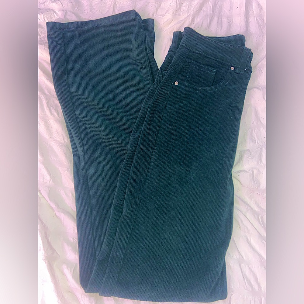 shein women’s xs green texture flared pants